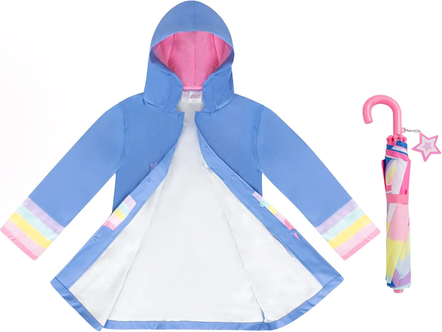 addie & tate Kids Umbrella for Girls and Boys & Rain Coats Set -Toddler Umbrellas Kids Raincoat Boys Girls Jacket