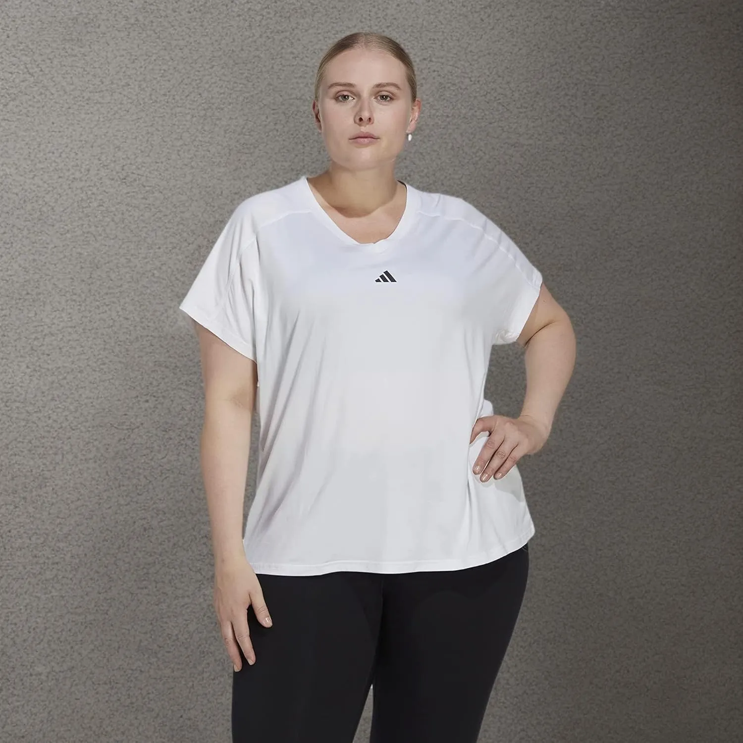 adidas Women's Aeroready Train Essentials Minimal Branding V-Neck T-Shirt