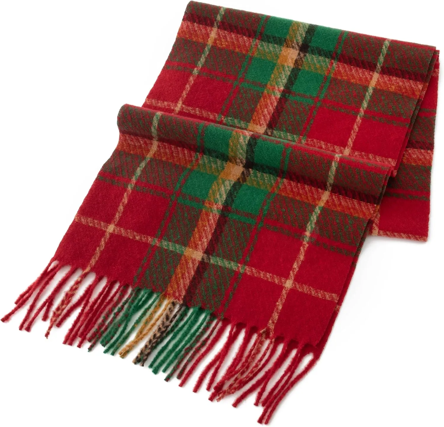 Alidamo Winter Scarf Cashmere Feel Wool Tassel Pashmina Shawl Soft Scarves Tie-dyed& Plaid Solid Colors