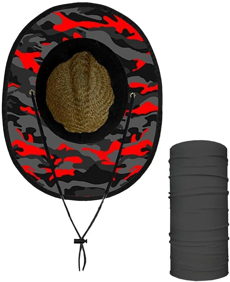 Alpha Defense Fire Co. Straw Hat - Under Brim Hat for Men and Women - Includes 1 Face Shield