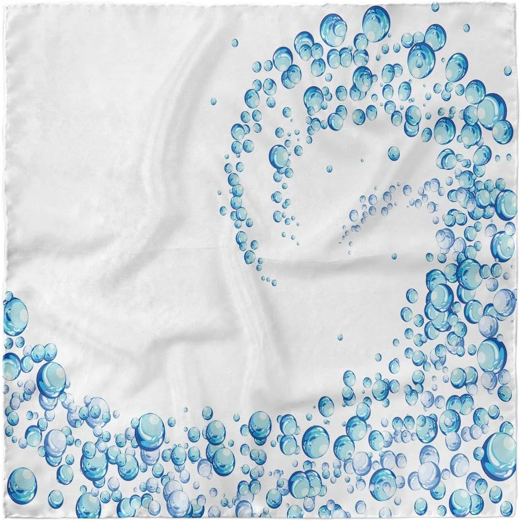 Ambesonne Blue Head Scarf, Water Droplets Bubbles, Hair Wrap