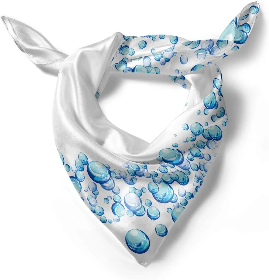 Ambesonne Blue Head Scarf, Water Droplets Bubbles, Hair Wrap