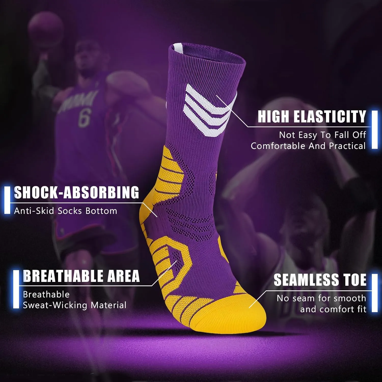 Basketball Socks - Men & Women Athletic Running Compression Cushion Team Number Socks