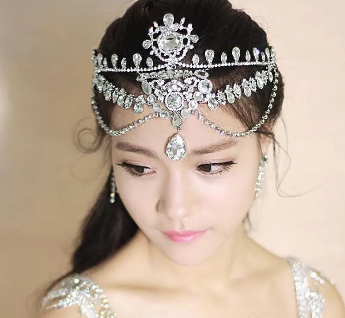 Bridal tiara  Crystal hairband three piece wedding hair accessories
