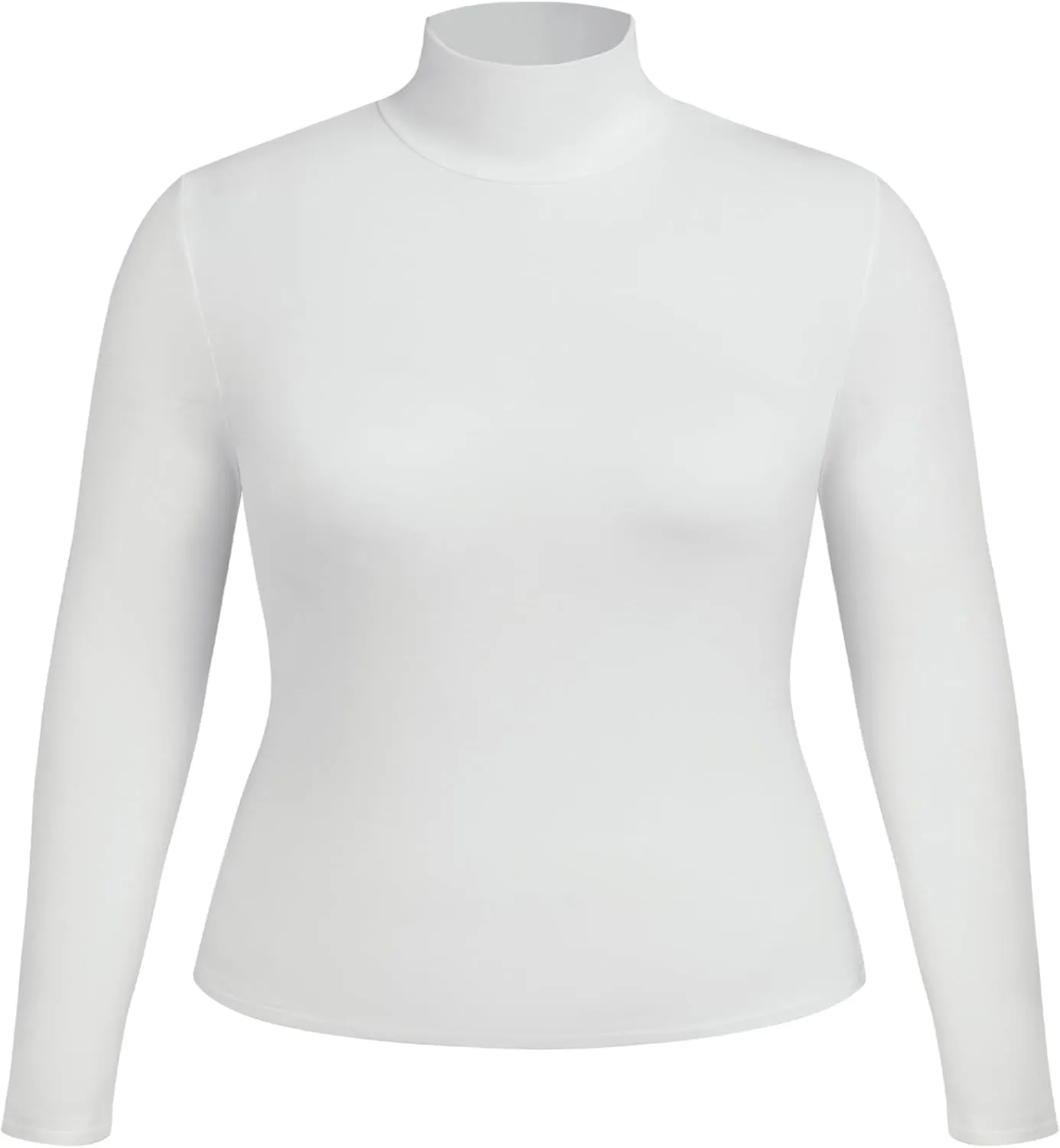 CIDER Women's Plus Size Mock Turtleneck Tops Long Sleeve Slim Fit Curve Fall Essentials T Shirts