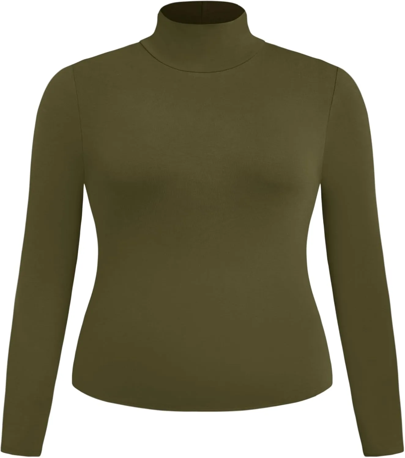 CIDER Women's Plus Size Mock Turtleneck Tops Long Sleeve Slim Fit Curve Fall Essentials T Shirts