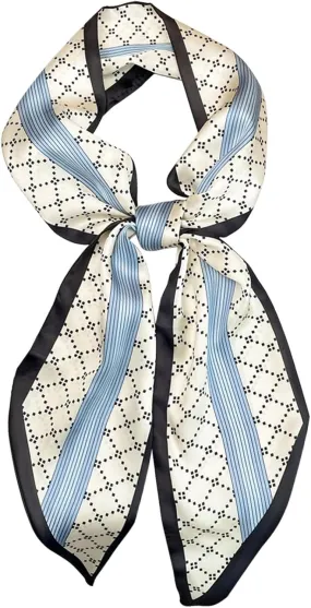 Clysoru Silk Neck Scarf Printed Scarves Head Women'S Fashion Oblique Angle Satin Scarfs For Bag Hair 59” X 5.9”