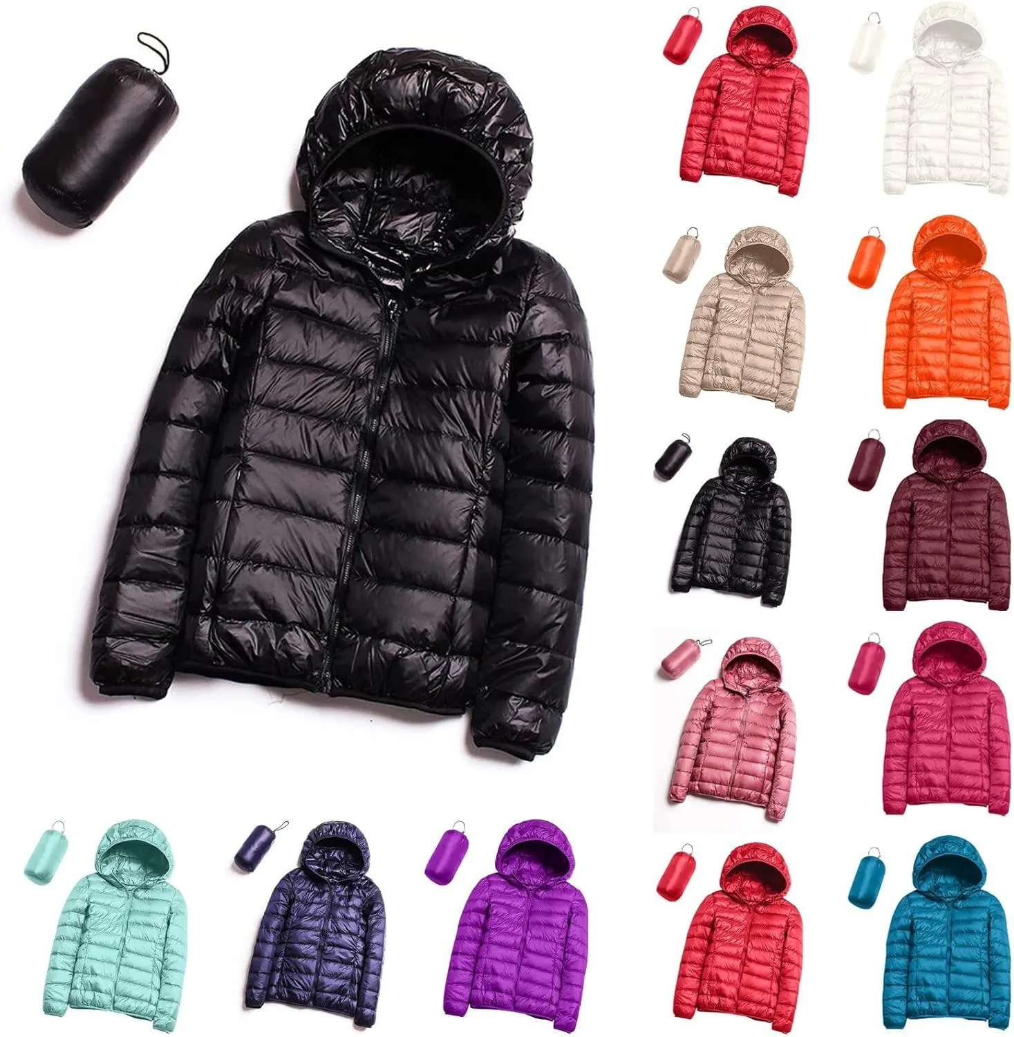 COTECRAM Women 2023 Trendy Puffer Jacket Hooded Warm Lightweight Zip Up Packable Quilted Coat Outerwear Casual Winter Clothes