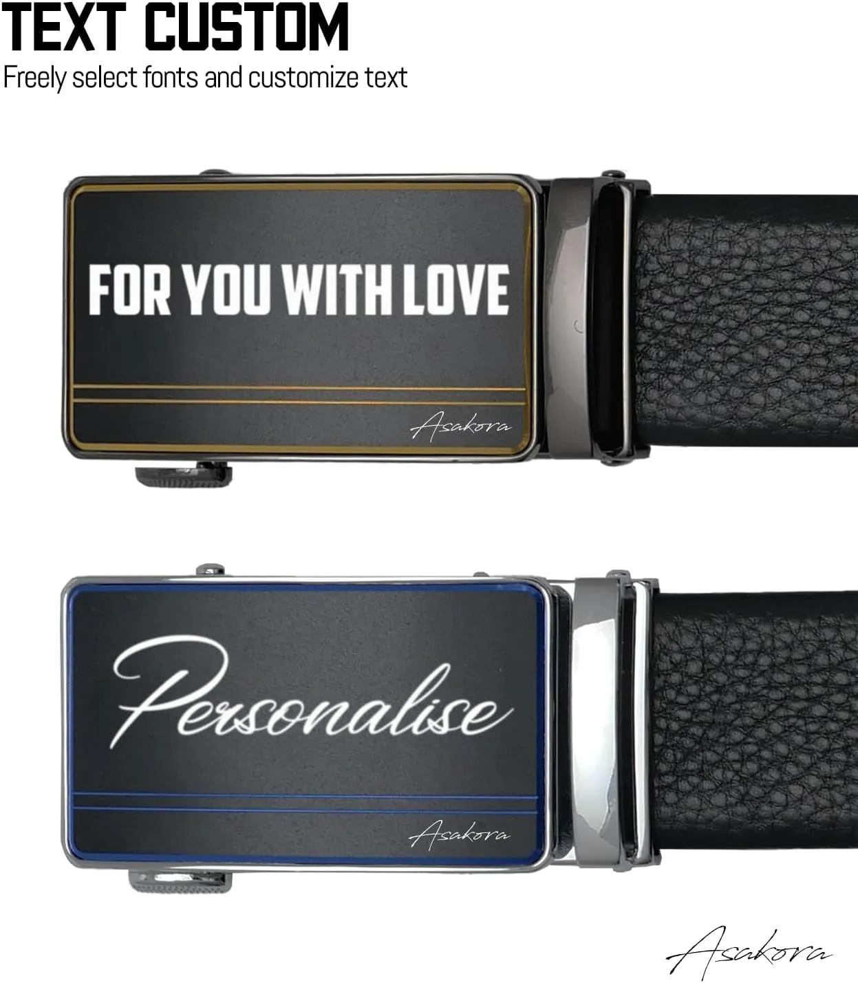 Custom Men's Belt,Personalized Engraved Name 1 3/8" Leather Ratchet Dress Belt,Customizable Fit,Elegant Gift Box