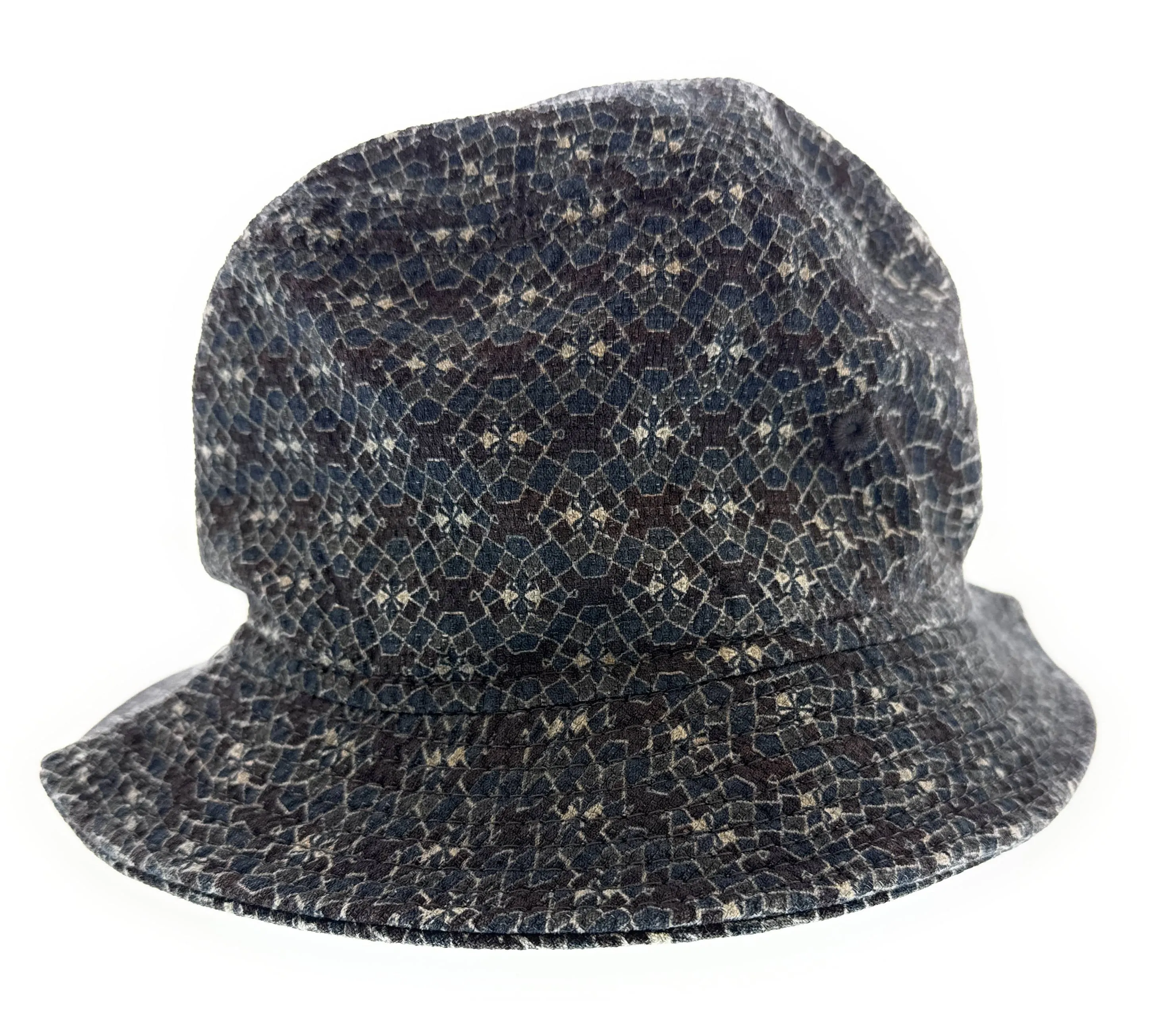 Dolce & Gabbana Silk Blend Blue Printed Bucket Hat-Adult M