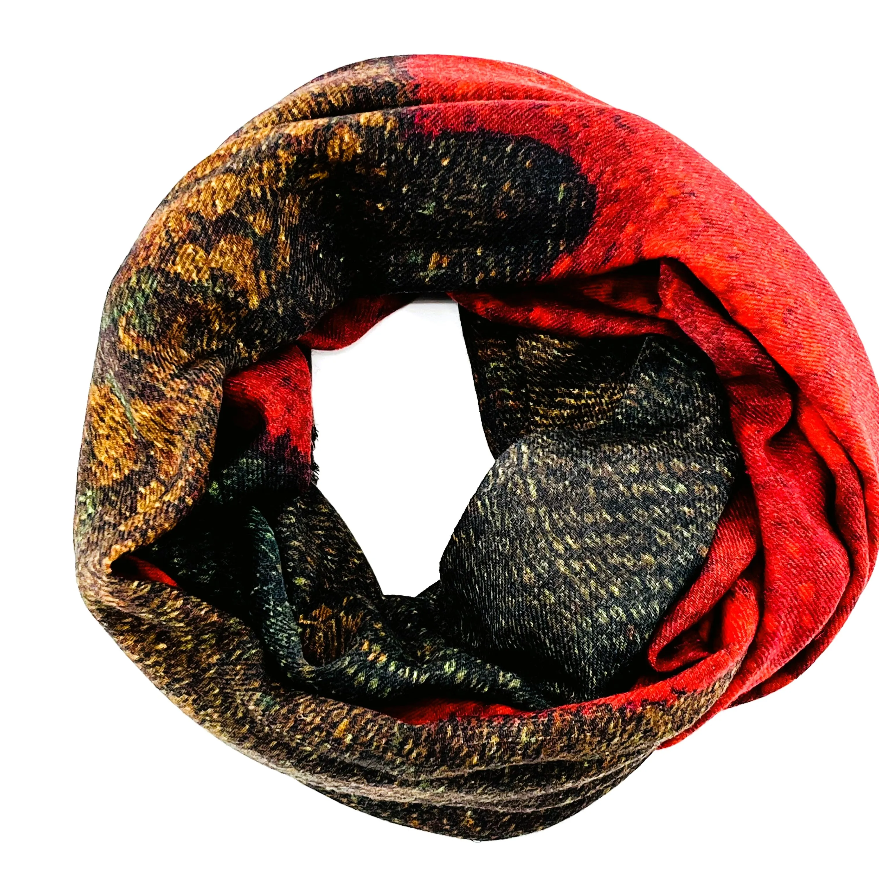 Fine Wool Silk Blend Scarves Red Tones