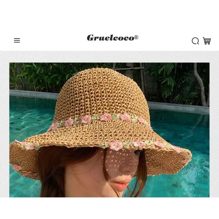 Floral Embroidered Straw Sun Hat