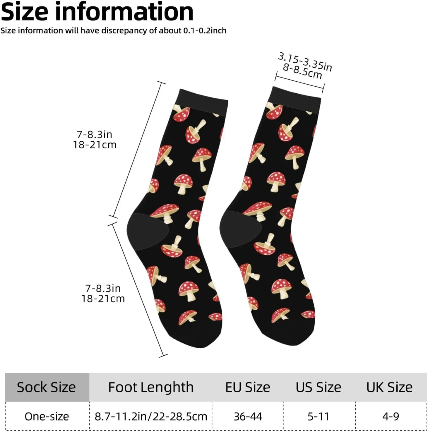 Funny Crew Mushroom Socks For Mushroom Lover, Cute Mushroom Printed Casual Novelty Sock Mushroom Gifts For Men Women
