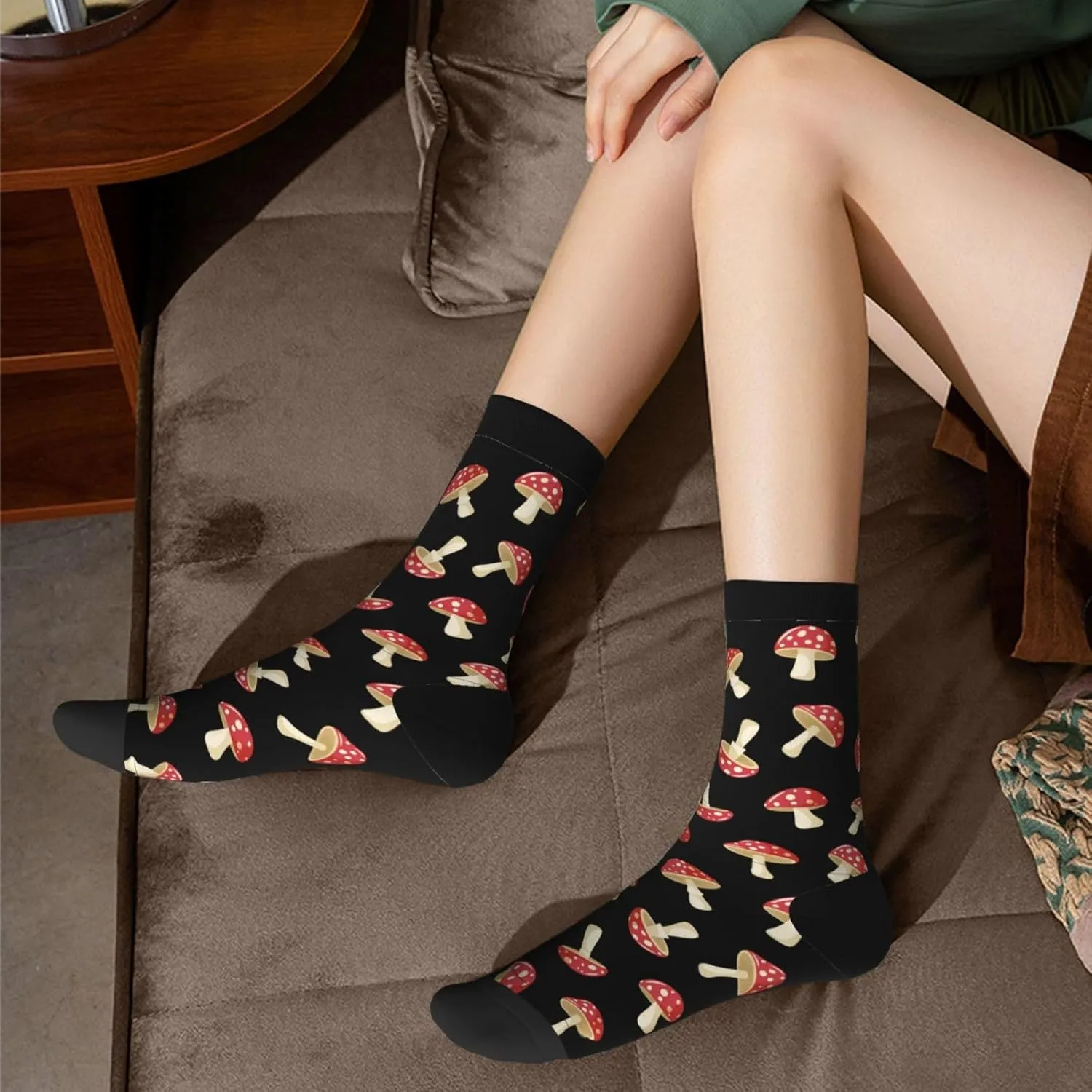 Funny Crew Mushroom Socks For Mushroom Lover, Cute Mushroom Printed Casual Novelty Sock Mushroom Gifts For Men Women