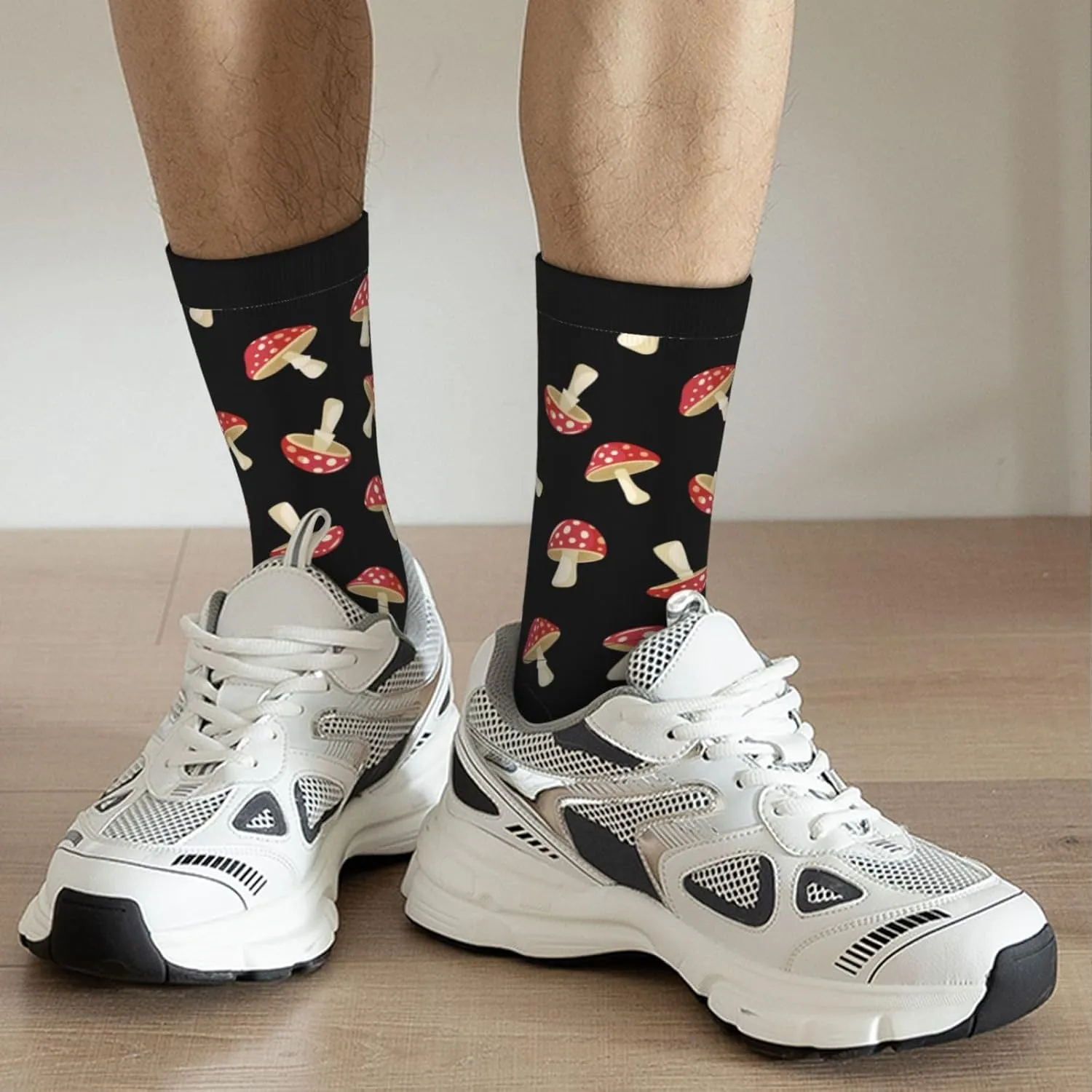 Funny Crew Mushroom Socks For Mushroom Lover, Cute Mushroom Printed Casual Novelty Sock Mushroom Gifts For Men Women