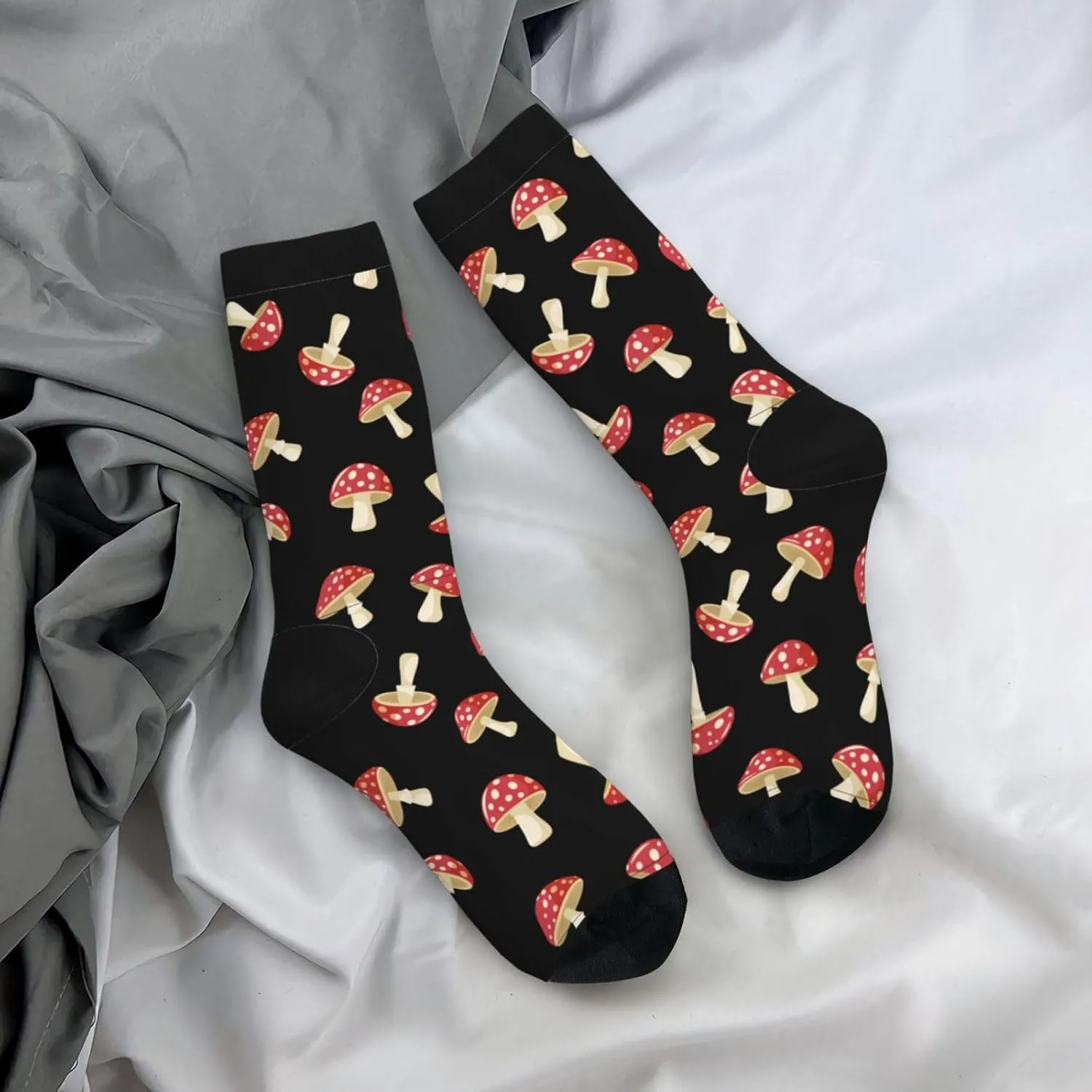 Funny Crew Mushroom Socks For Mushroom Lover, Cute Mushroom Printed Casual Novelty Sock Mushroom Gifts For Men Women