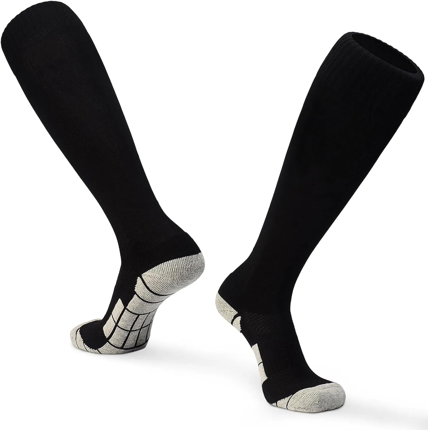 GRPSKCOS Black White Soccer Socks 2 pairs- Team Sports Athletic Football Baseball Long Socks for Youth Boys Kids Men Women