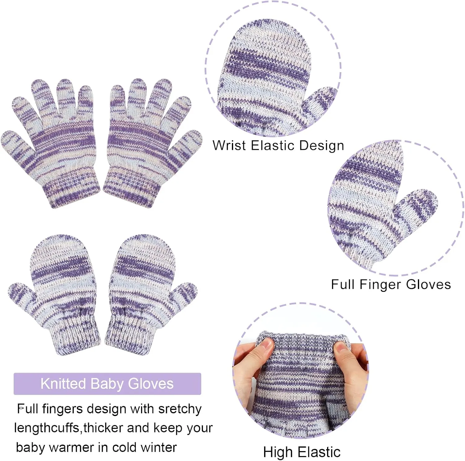 Hicdaw Kids Winter Hats Gloves Scarf Set Kids Mittens Double Pompom Cap Fleece Lined Toddler Beanie Hat for Boy Girl