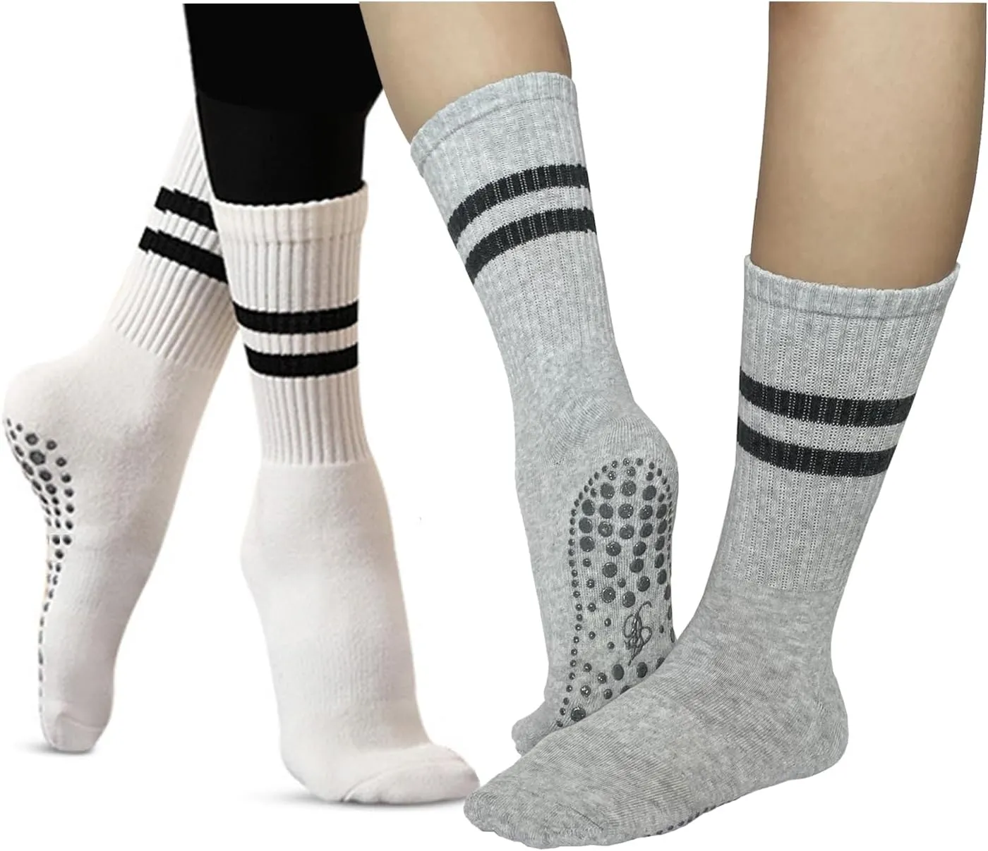 JCZANXI Yoga Socks with Grips for Women, Non Slip Grippy Socks for Yoga, Pilates, Barre, Dance | Ideal Cushioned Crew Socks