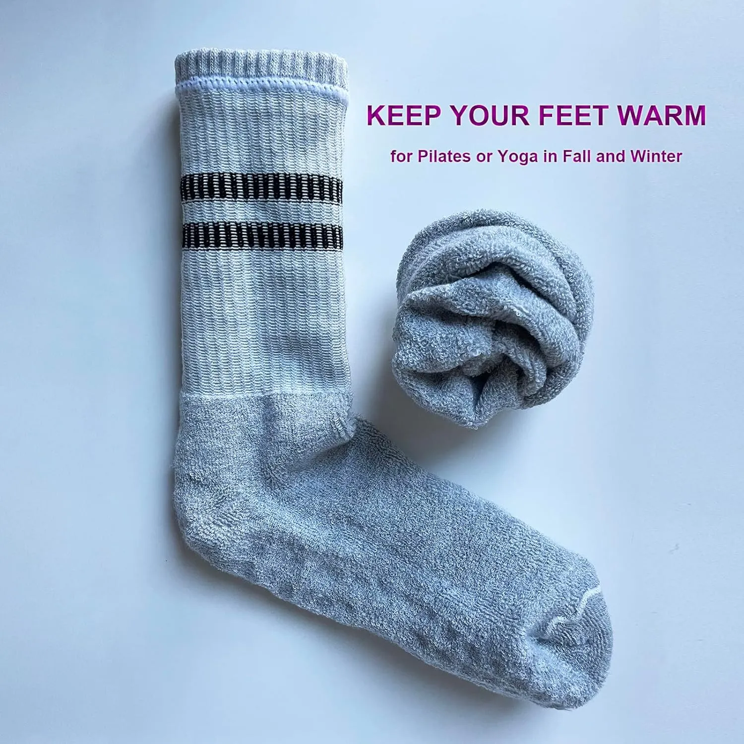 JCZANXI Yoga Socks with Grips for Women, Non Slip Grippy Socks for Yoga, Pilates, Barre, Dance | Ideal Cushioned Crew Socks
