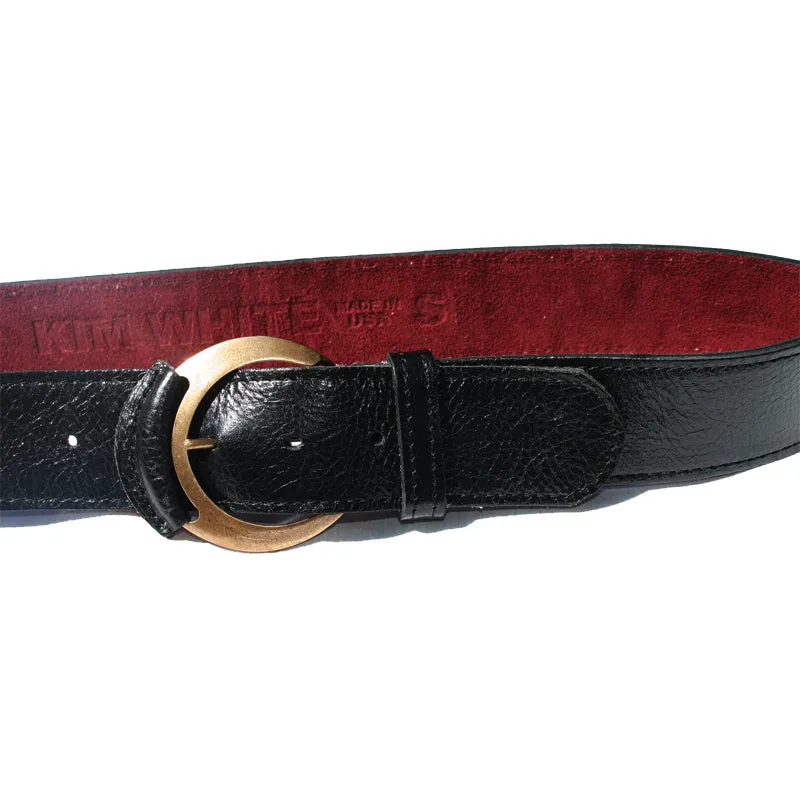 Leather-Tipped Belt - Black wAntique Brass