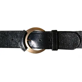 Leather-Tipped Belt - Black wAntique Brass