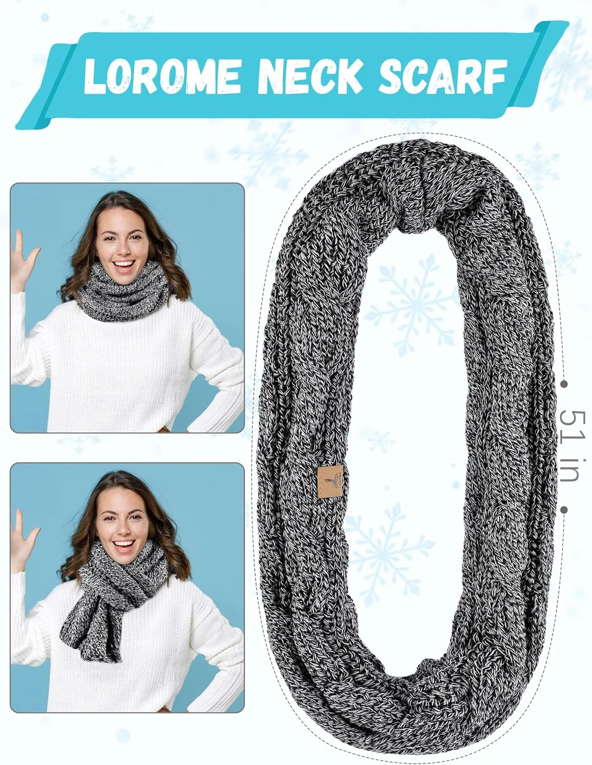 LOROME Winter Hat Scarf Earmuffs Gloves for Women, Touchscreen Gloves Beanie Hat Earmuffs Womens Scarves
