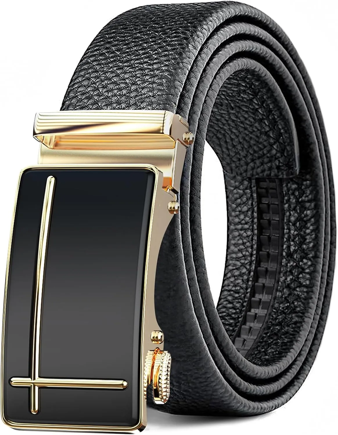 Men's Belt,Leather Ratchet Dress Belts with Sliding Adjustable Belts Dress Casual Jeans Comfort Trim to Fit