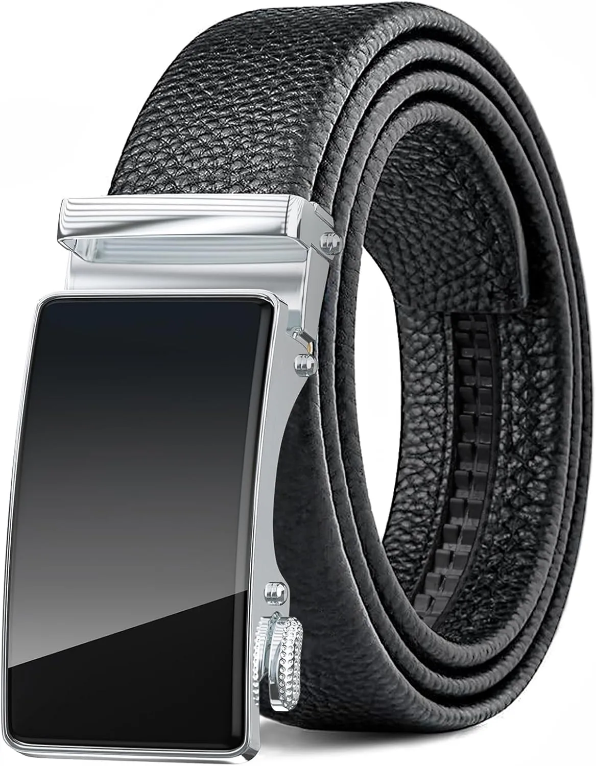 Men's Belt,Leather Ratchet Dress Belts with Sliding Adjustable Belts Dress Casual Jeans Comfort Trim to Fit