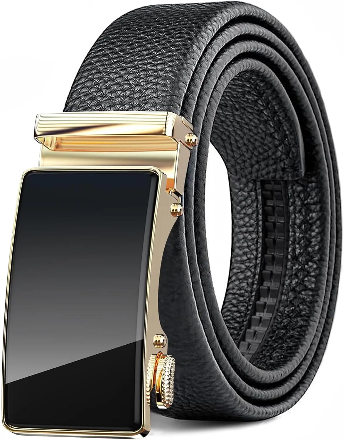 Men's Belt,Leather Ratchet Dress Belts with Sliding Adjustable Belts Dress Casual Jeans Comfort Trim to Fit