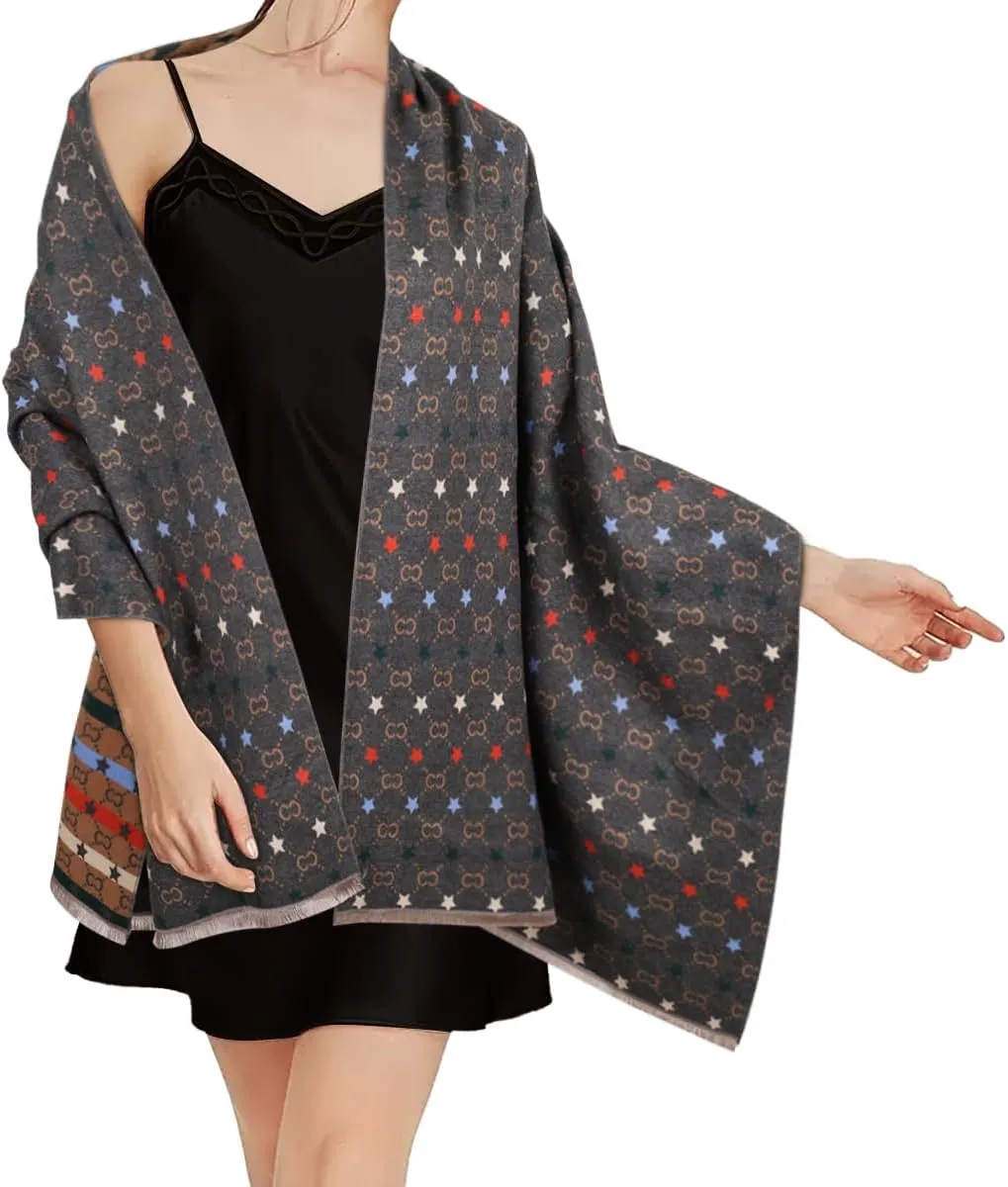 Relang Scarfs for Women Pashmina Silky Shawl Wrap for Evening Dressing Blanket Open Front Poncho Cape