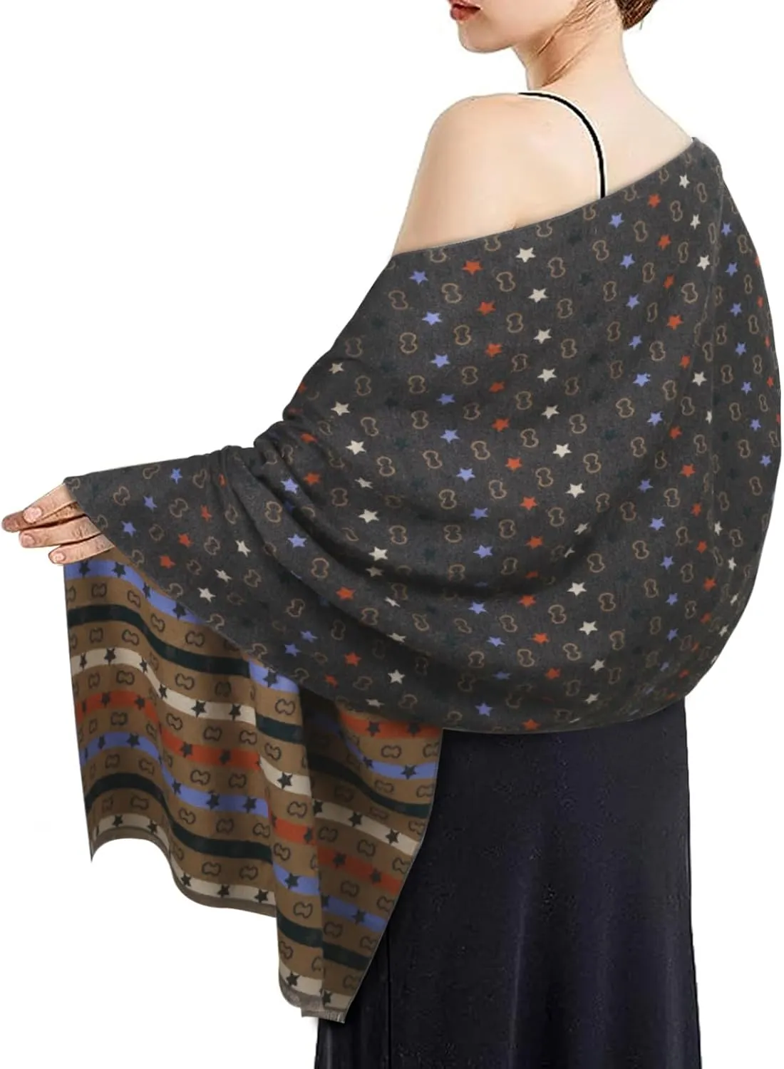 Relang Scarfs for Women Pashmina Silky Shawl Wrap for Evening Dressing Blanket Open Front Poncho Cape