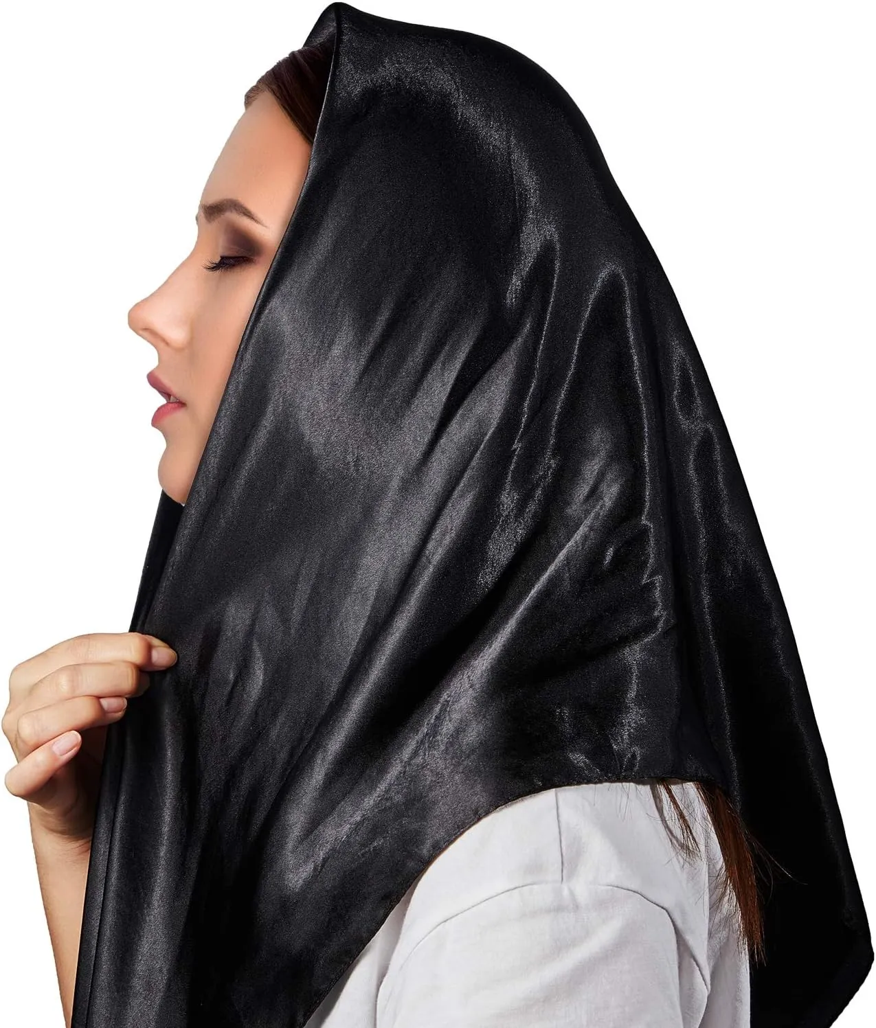 SATINIOR 35 Inch Silky Head Scarf 2 Pcs Large Square Neck Scarf Sleeping Hair Wrapping Satin Bandana for Women