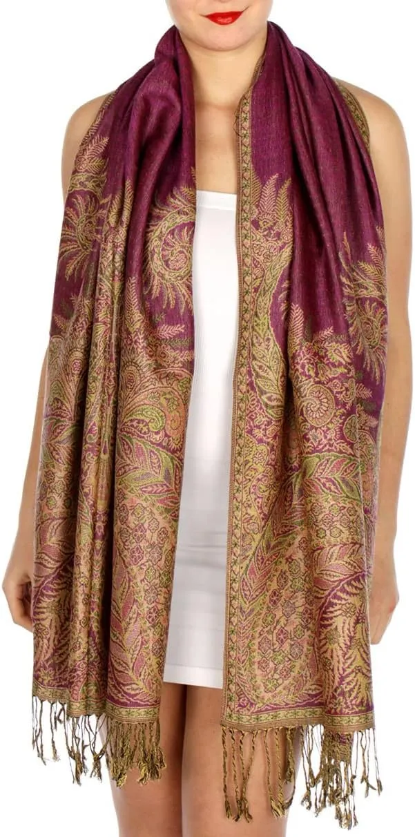SERENITA Pashmina Scarf for Women Large Cashmere feel Big Paisley Rave Shawl Wraps, Soft Scarves Travel Accessories