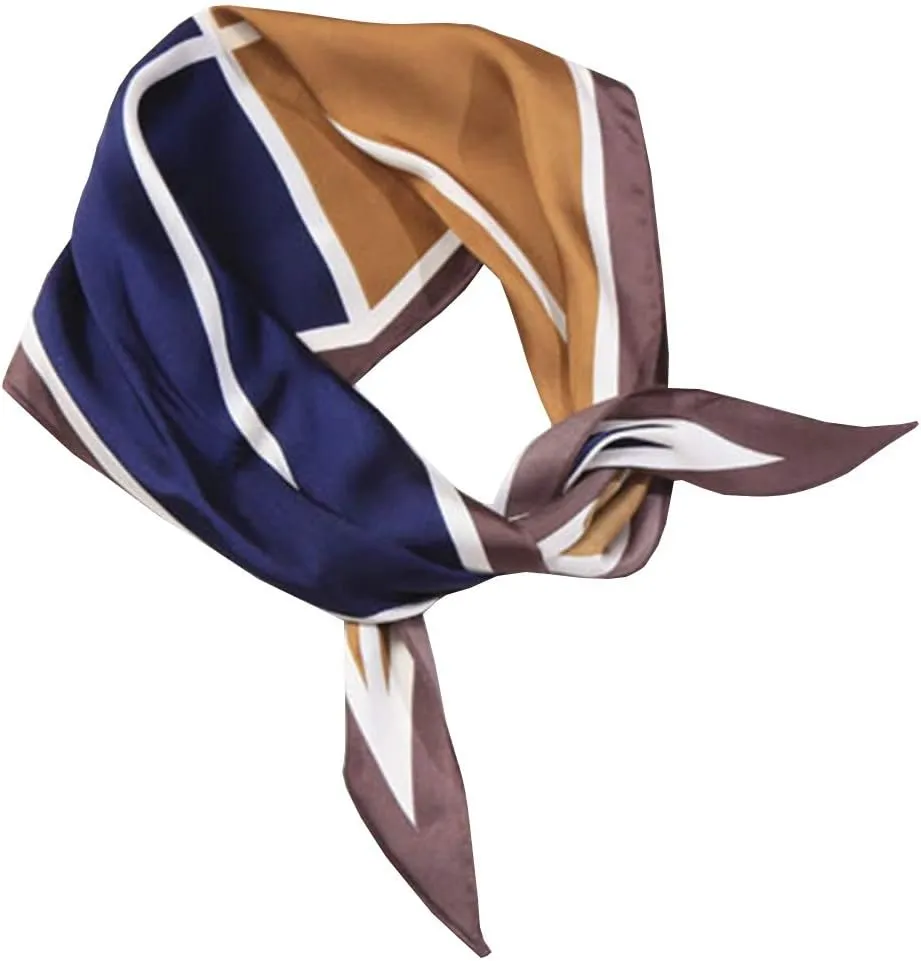 Simple Striped Digital Printing Small Diamond Square Silk Feeling Neckerchief Headscarf