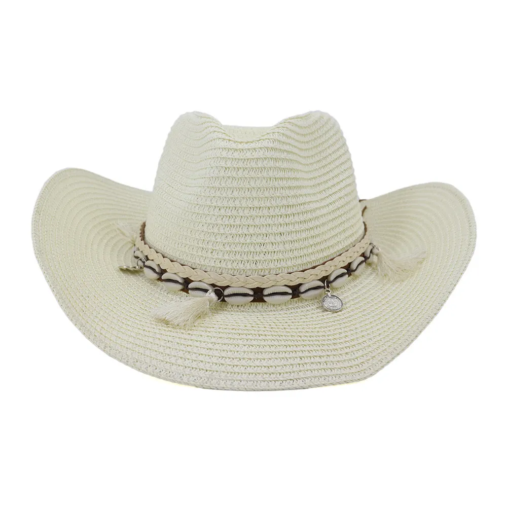 Straw Cowboy Hats Western Straw Cowboy Hat Top Hat Outdoor Seaside Beach Hat