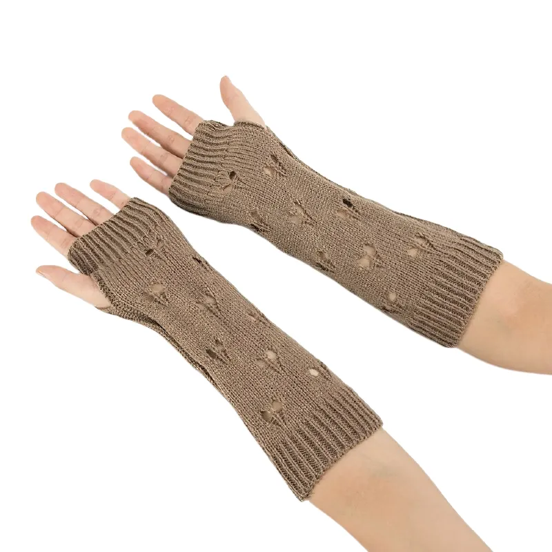 Stylish Women's Warmer Fingerless Gloves / Ladies Knitting Hollow Heart Gloves