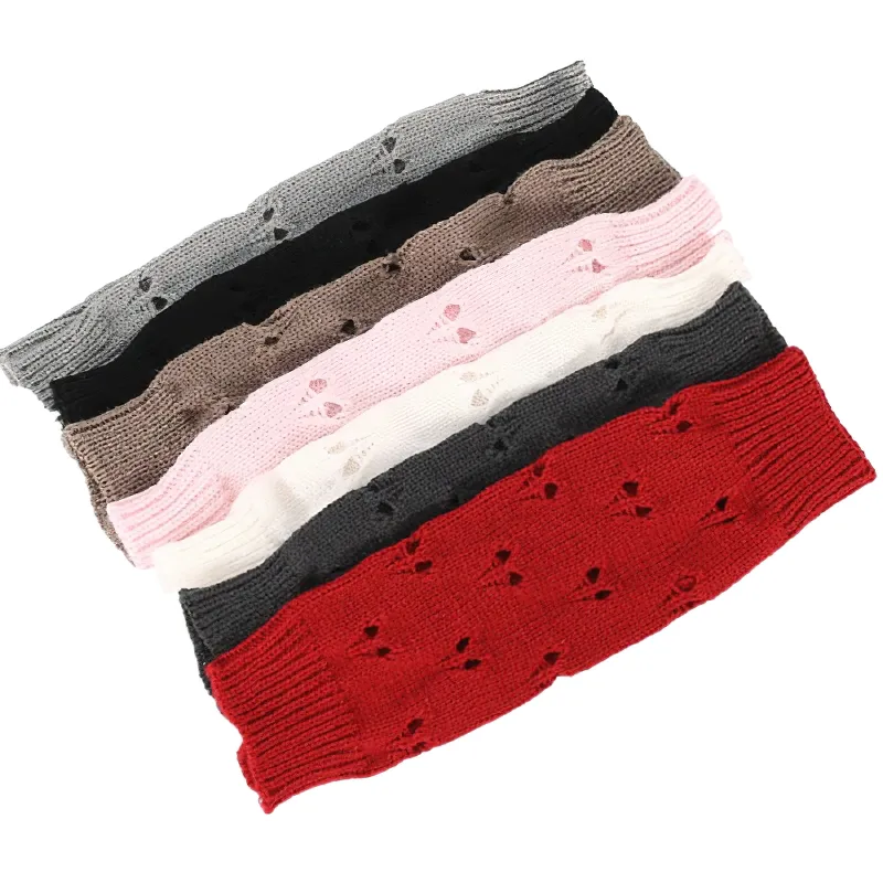 Stylish Women's Warmer Fingerless Gloves / Ladies Knitting Hollow Heart Gloves