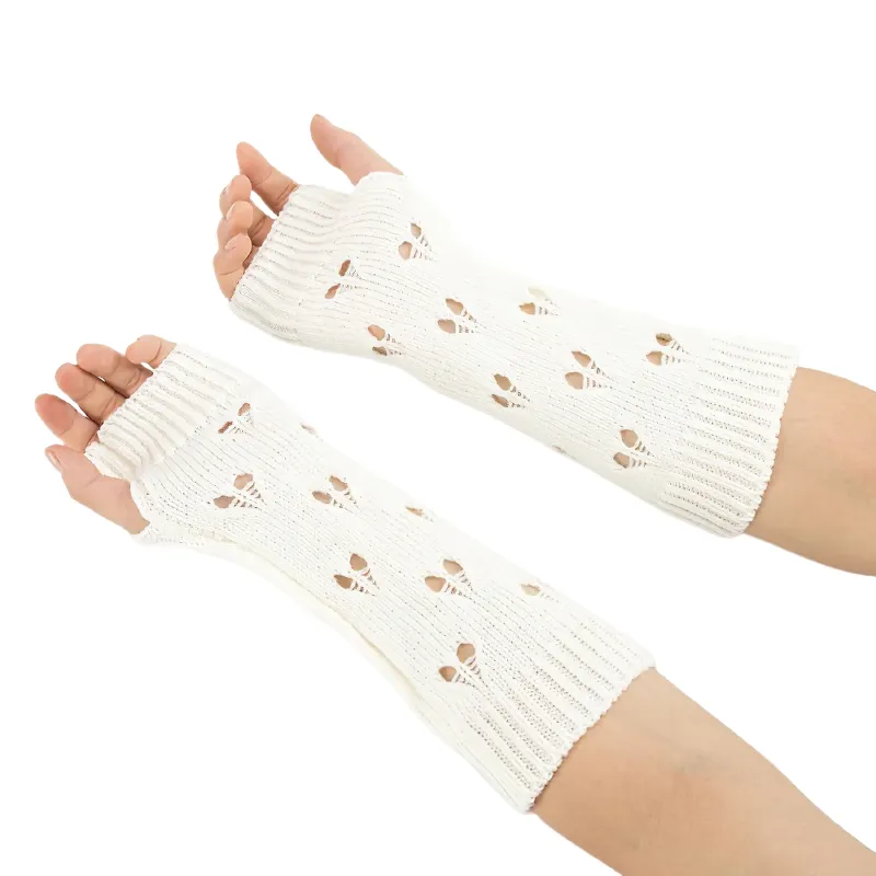 Stylish Women's Warmer Fingerless Gloves / Ladies Knitting Hollow Heart Gloves
