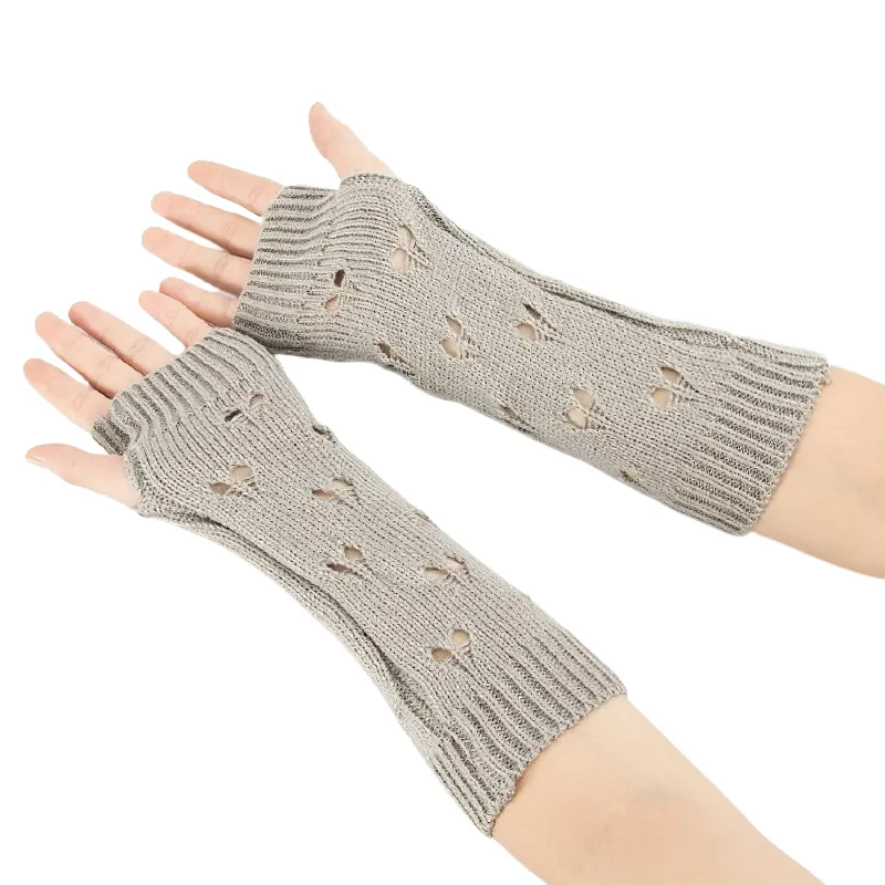 Stylish Women's Warmer Fingerless Gloves / Ladies Knitting Hollow Heart Gloves