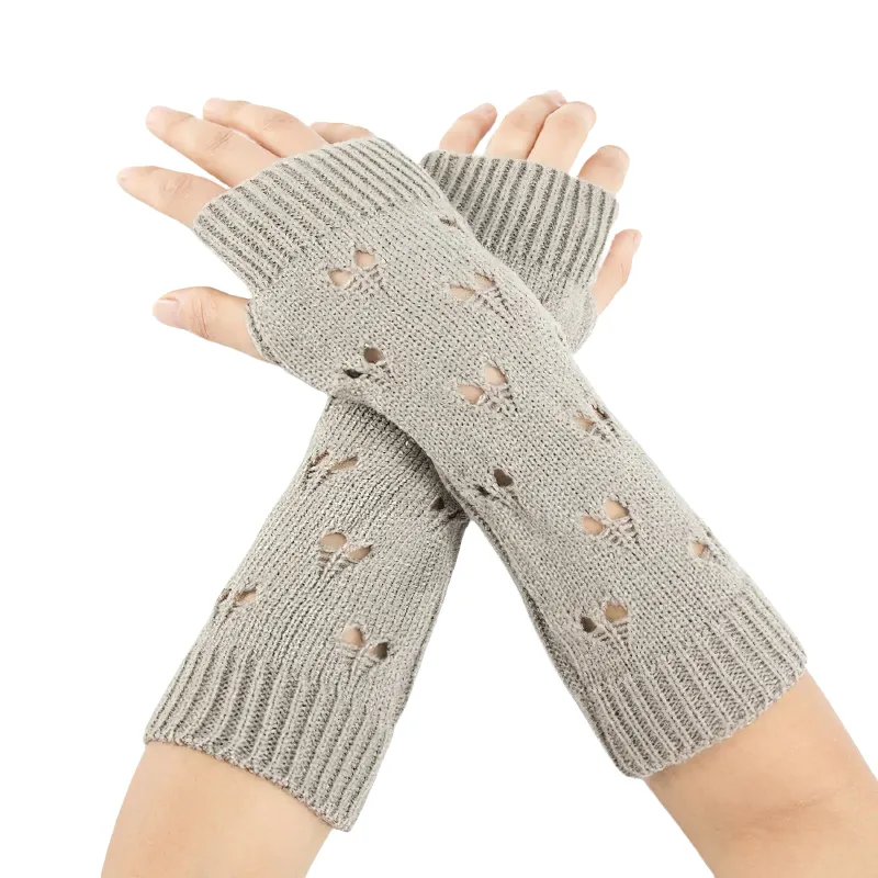 Stylish Women's Warmer Fingerless Gloves / Ladies Knitting Hollow Heart Gloves