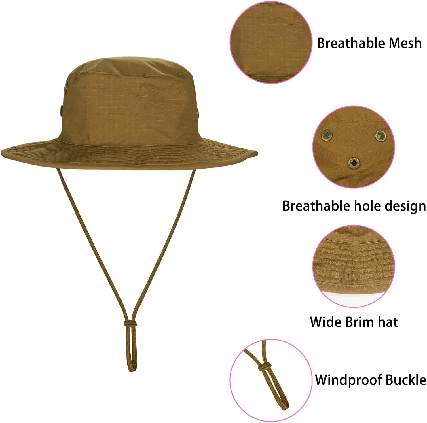 Sun Hats for Men Women Boonie Hat Foldable Fishing Hat UPF 50  Bucket Hat for Fishing Hiking Garden Safari Beach