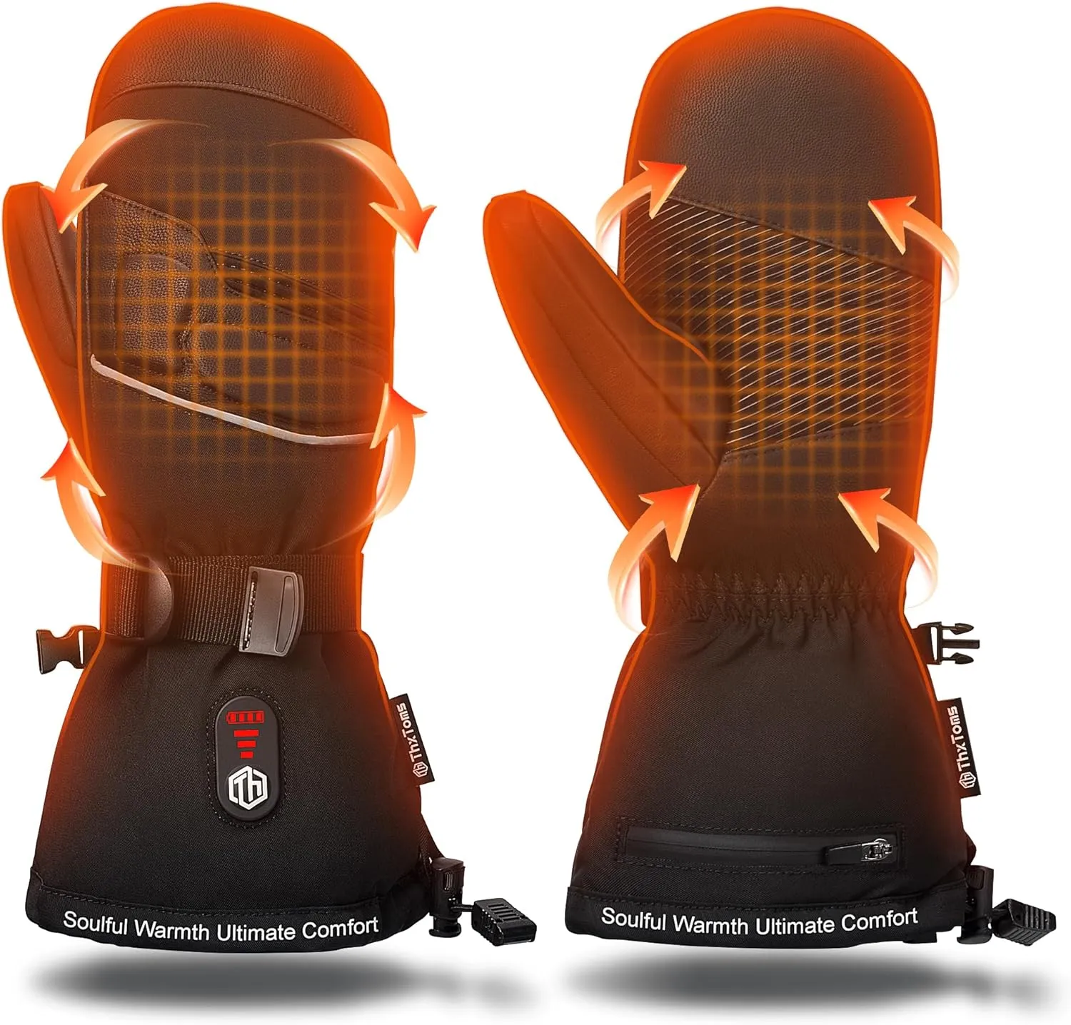 ThxToms Heated Mittens for Men Women, Rechargeable With Touchscreen, 7.4V 3200mah Waterproof Winter Gloves for Skiing, Snowboarding, Fishing, Camping, Hiking