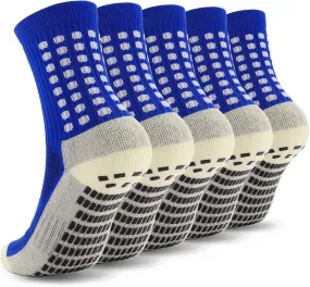 Ultrafun 5 Pairs Kids Youth Grip Soccer Socks Cushioned Non Slip Football Athletic Sports Socks