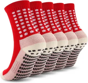 Ultrafun 5 Pairs Kids Youth Grip Soccer Socks Cushioned Non Slip Football Athletic Sports Socks