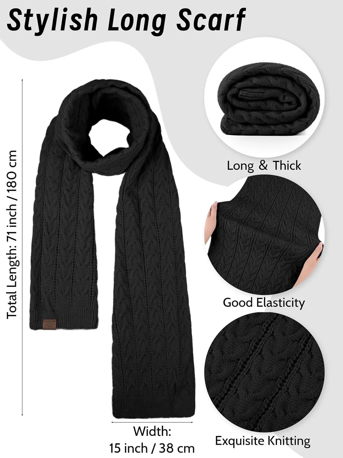 URATOT Women Winter Beanie Hat Scarf Gloves Ear Warmer 4 in 1 Set Beanie Pompom Hat Touchscreen Gloves Long Scarf Ear Warmer