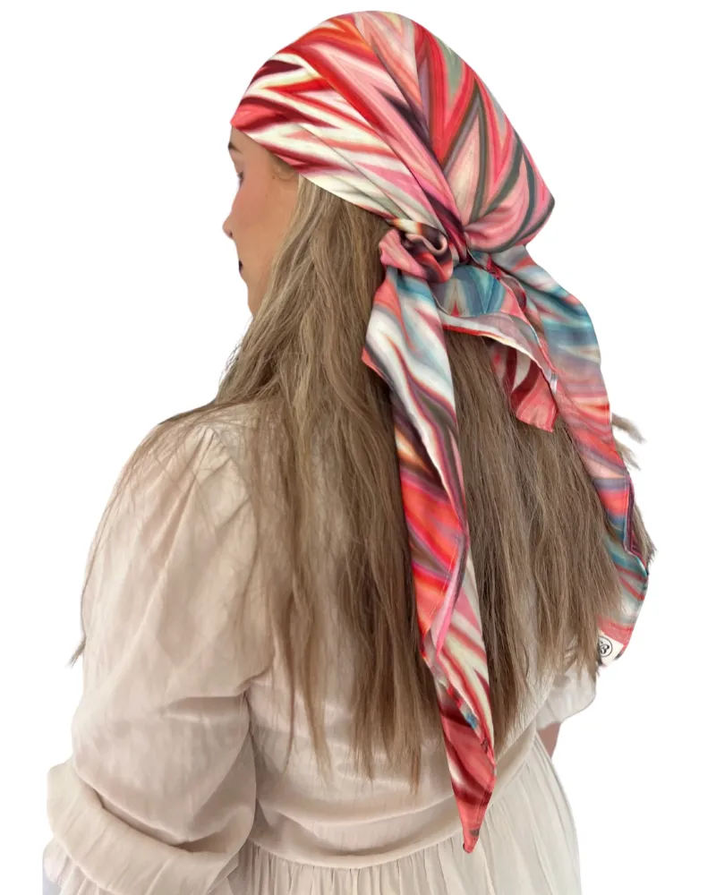 Vibrant Chevron Square Scarf with Invisible Grip