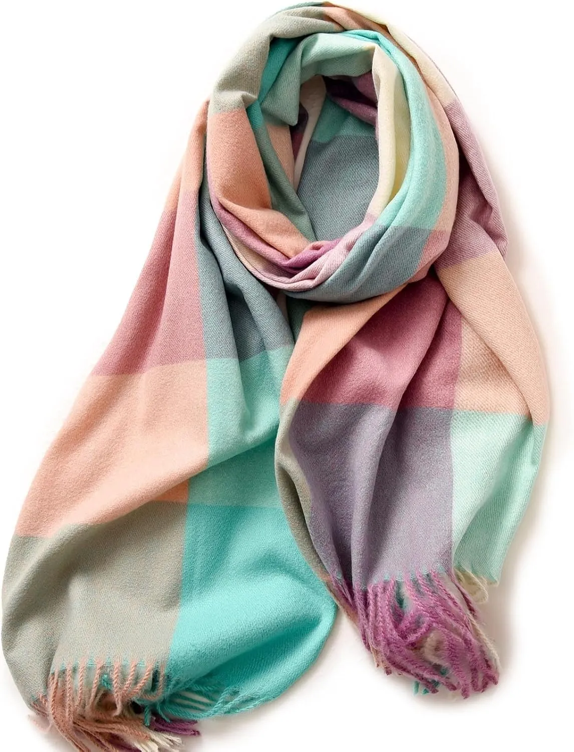 Women Large Scarf Winter Plaid Checked Thick Warm Wrap Scarves Casual Tassel Blanket Scarf Stylish Plaid Shawls