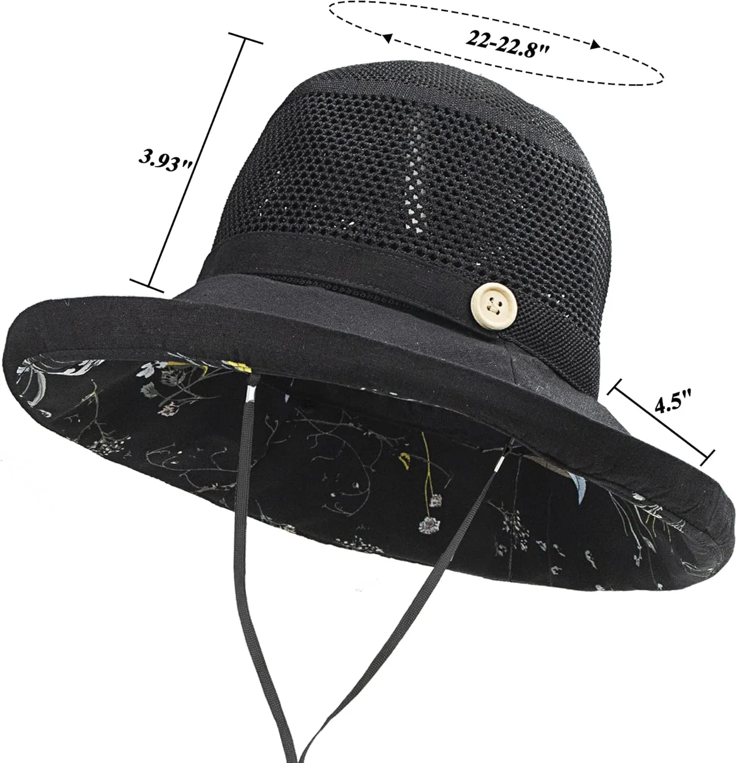 Women Summer Wide-Brim UV-Protection Sun-Hat Outdoor Breathable Finshing-Hat for Travel