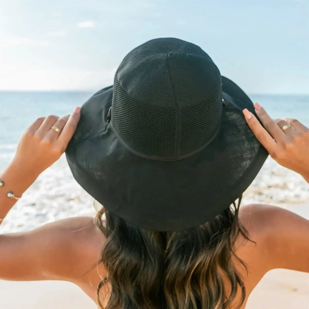 Women Summer Wide-Brim UV-Protection Sun-Hat Outdoor Breathable Finshing-Hat for Travel